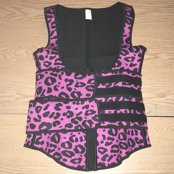 New Pink Black Animal Print Waist Trainer Size Medium - Picture 7 of 14